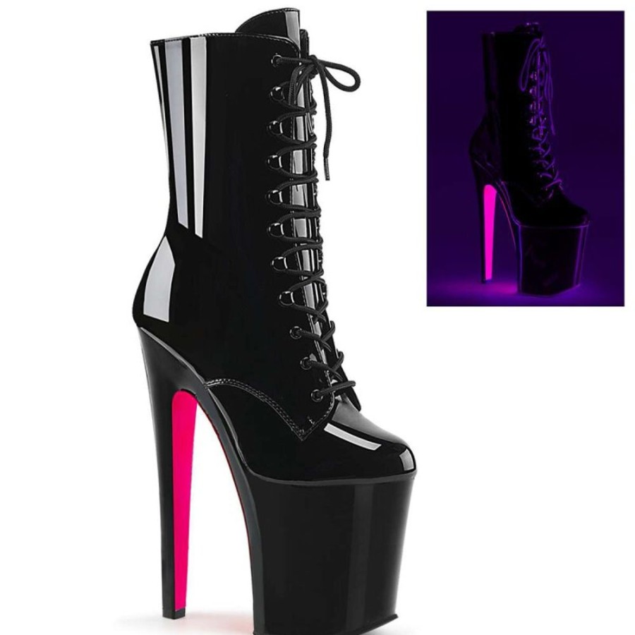 High Heels Pleaser | Pleaser Xtreme-1020Tt Black Patent/Black-Neon Hot Pink