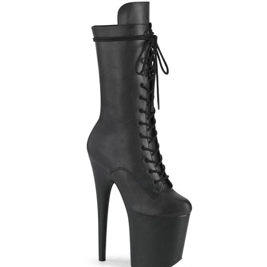 High Heels Pleaser | Pleaser Flamingo-1050Wr Plateau Ankle Boots Faux Leather Black