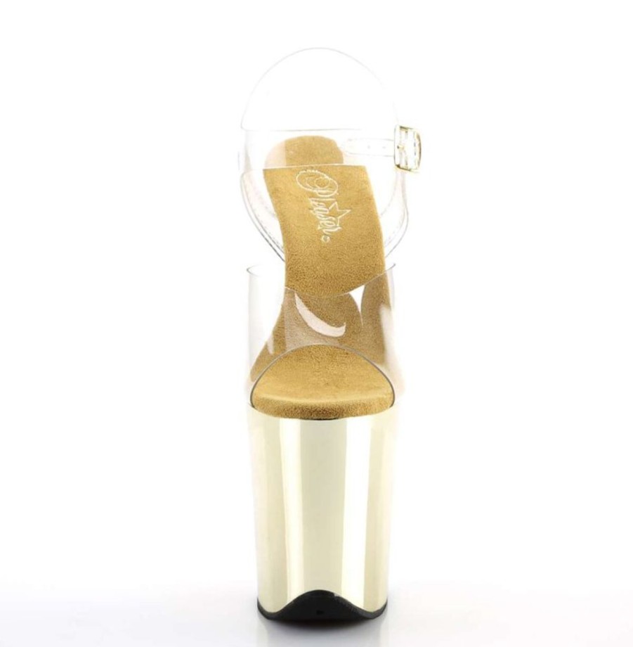 High Heels Pleaser | Pleaser Flamingo-808 Clear/Gold Chrome