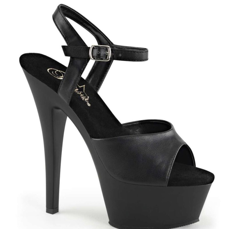 High Heels Pleaser | Pleaser Kiss-209 Black Faux Leather/Black Matte