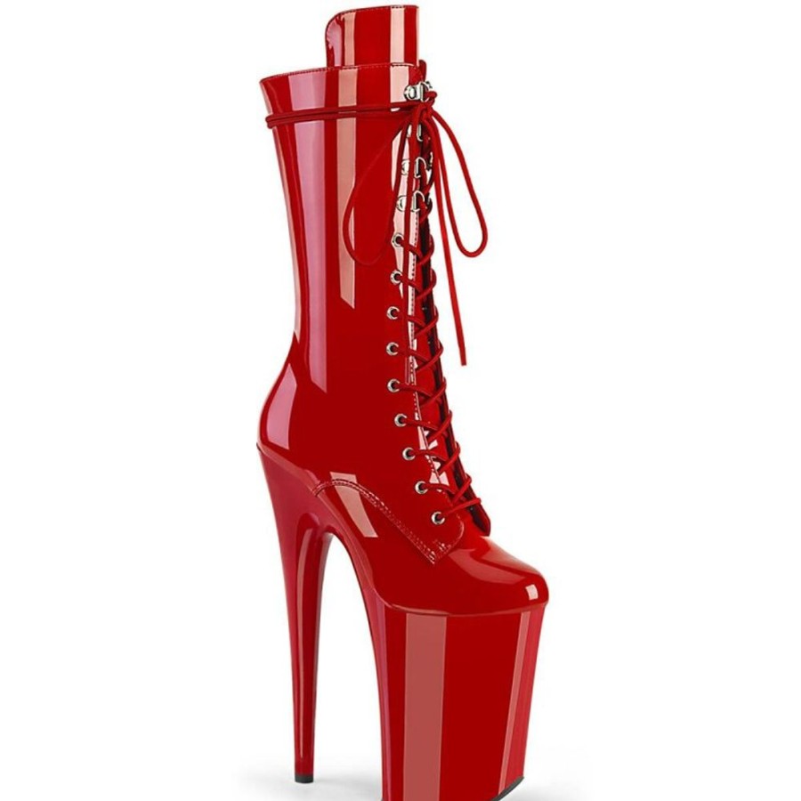 High Heels Pleaser | Pleaser Infinity-1050 Plateau Ankle Boots Patent Red