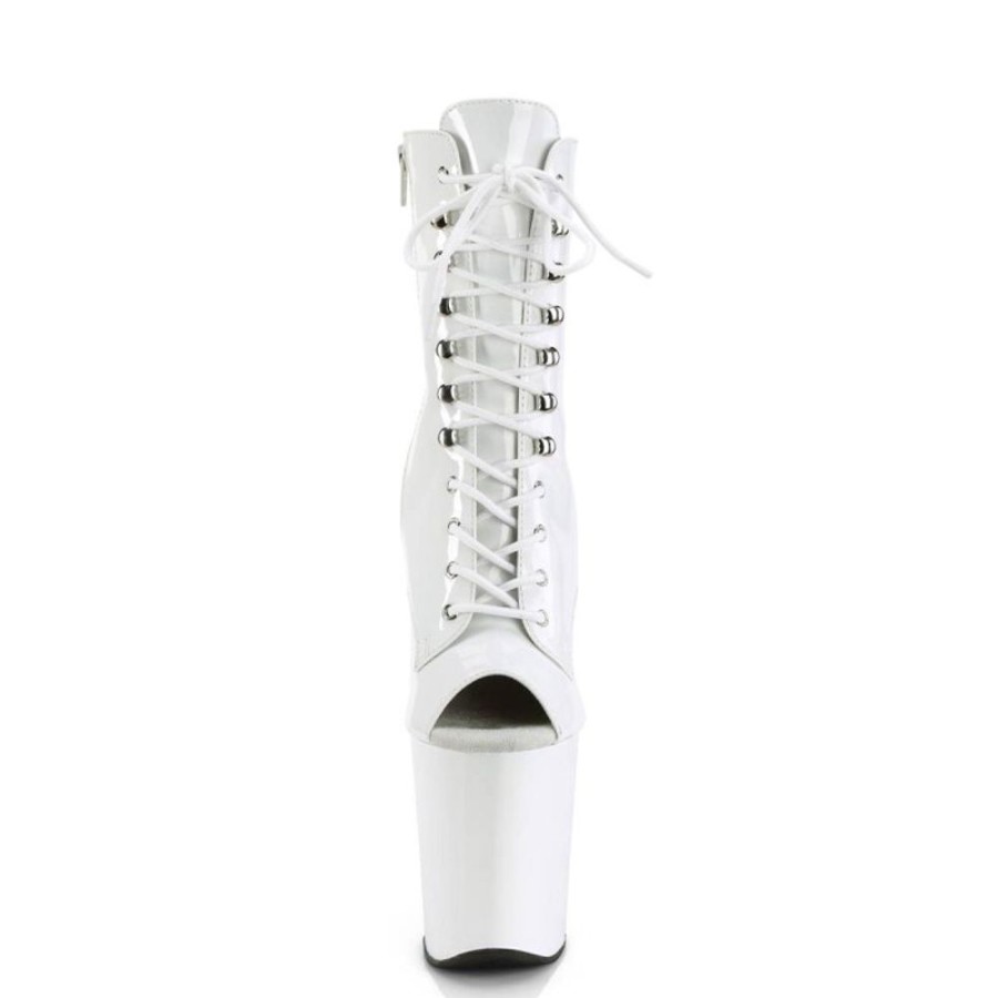 High Heels Pleaser | Pleaser Xtreme-1021 Plateau Ankle Boots Patent White