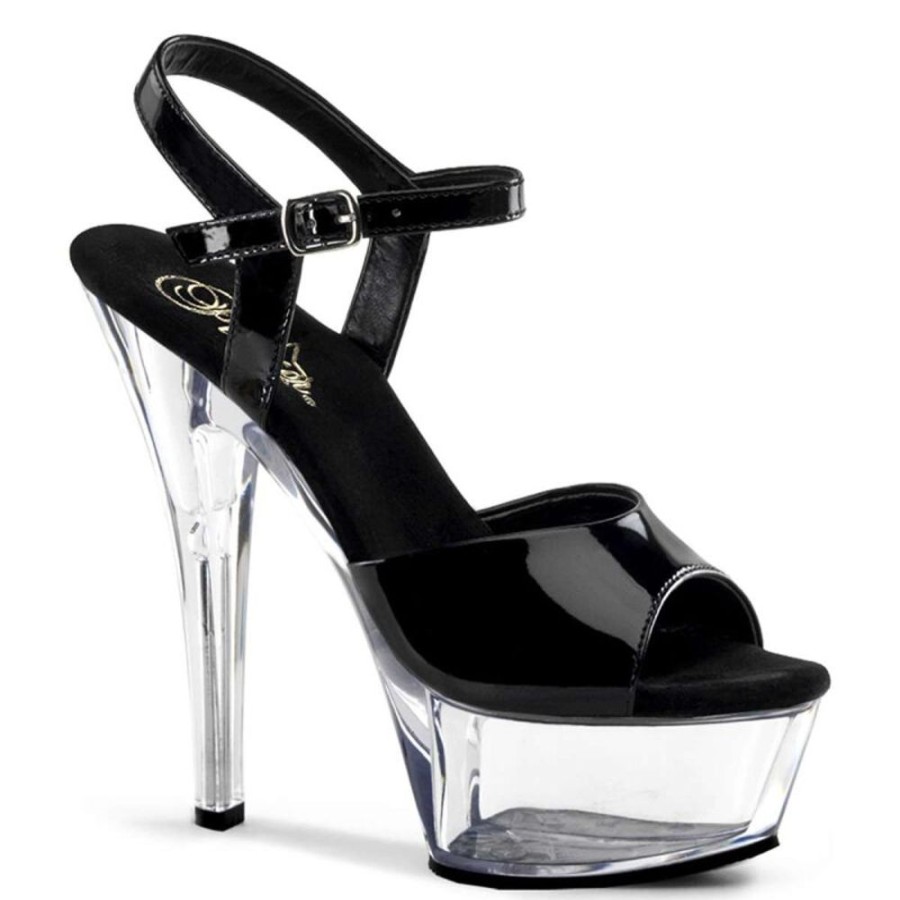 High Heels Pleaser | Pleaser Kiss-209 Black Patent/Clear