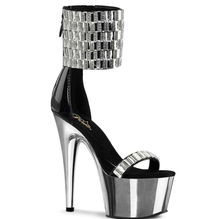 High Heels Pleaser | Pleaser Adore-789Rs Black/Silver Chrome