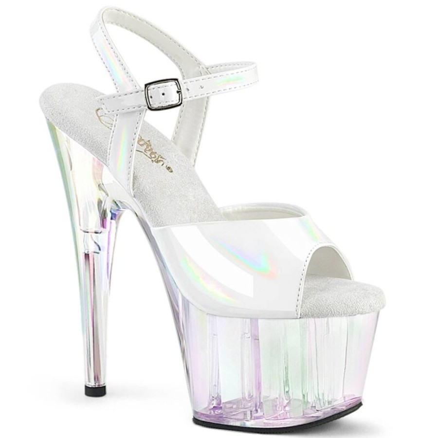 High Heels Pleaser | Pleaser Adore-709Ht Plateau Sandalettes Holo White Transparent