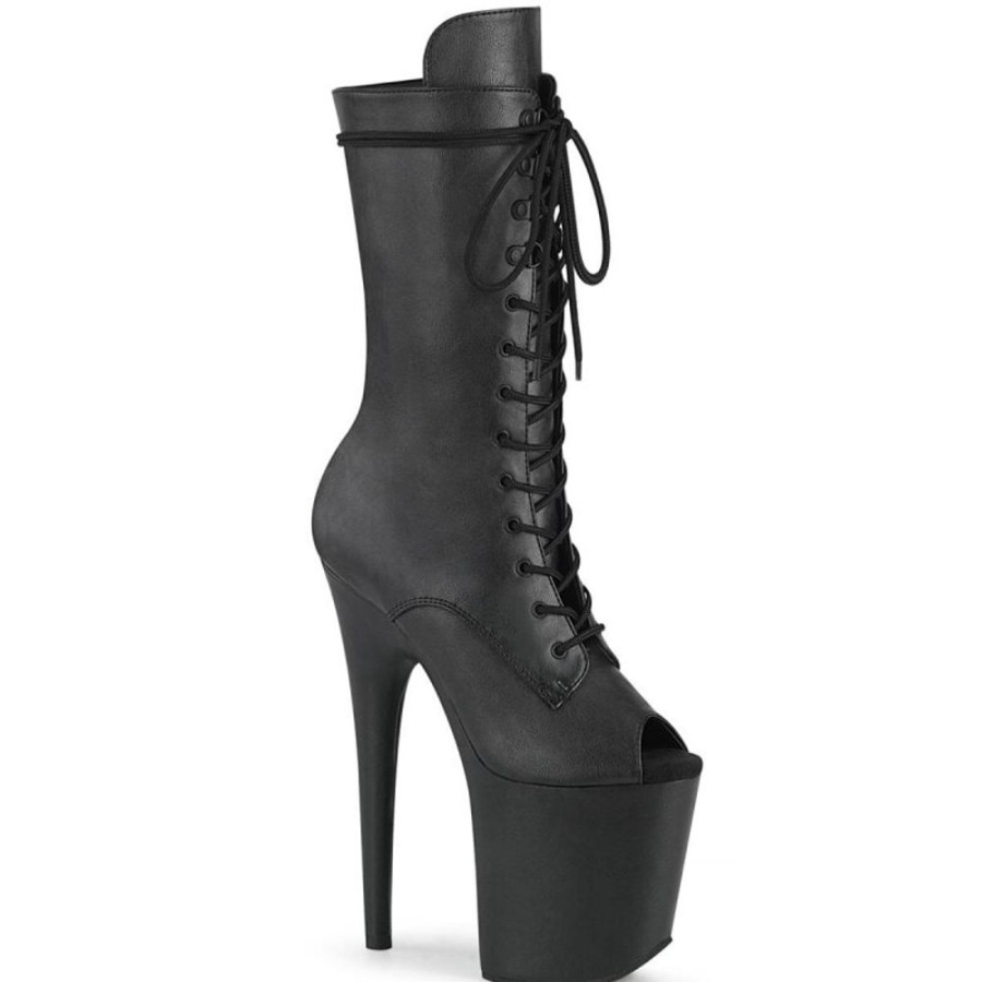 High Heels Pleaser | Pleaser Flamingo-1051Lwr Plateau Ankle Boots Leather Black