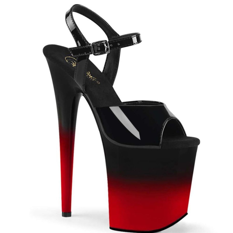 High Heels Pleaser | Pleaser Flamingo-809Br-H Black Patent/Black-Red