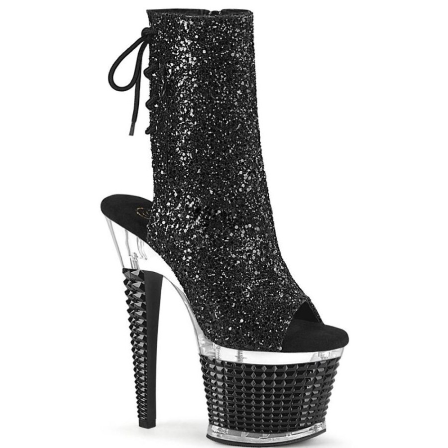 High Heels Pleaser | Pleaser Spectator-1018G Plateau Ankle Boots Glitter Black