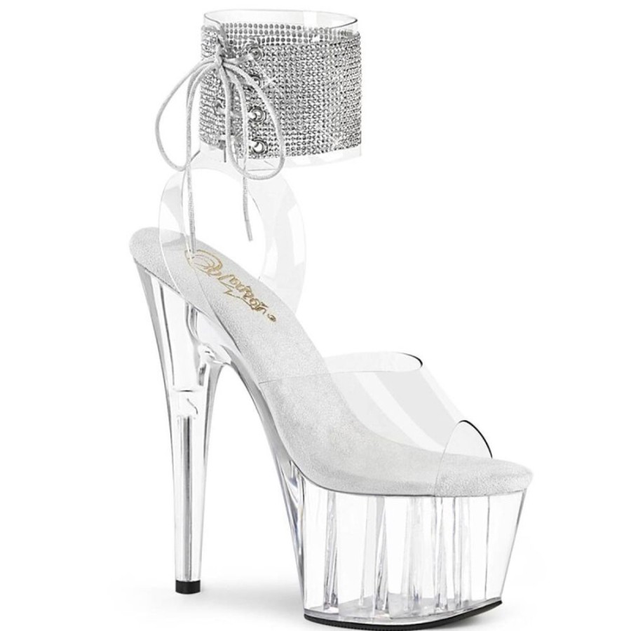 High Heels Pleaser | Pleaser Adore-791-2Rs Plateau Sandalettes Patent Rhinestones Transparent