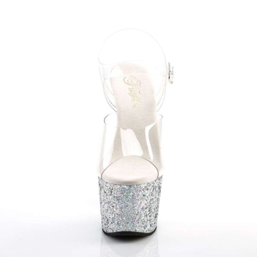 High Heels Pleaser | Pleaser Adore-708Lg Clear/Silver Multi Glitter