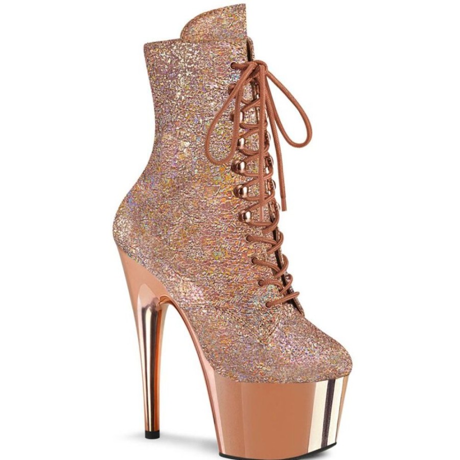 High Heels Pleaser | Pleaser Adore-1020Hm Plateau Ankle Boots Metallic Chrome Rose Gold