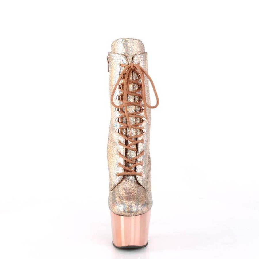 High Heels Pleaser | Pleaser Adore-1020Hm Plateau Ankle Boots Metallic Chrome Rose Gold