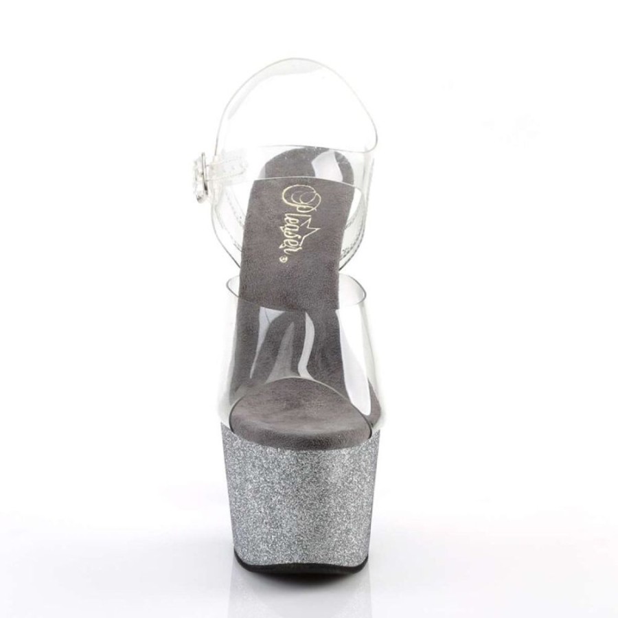 High Heels Pleaser | Pleaser Adore-708Ombre Clear/Silver-Black Ombre