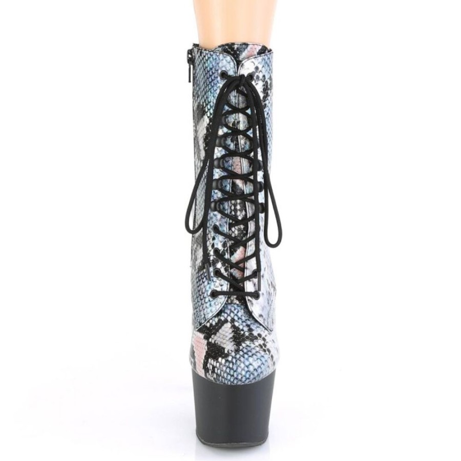 High Heels Pleaser | Pleaser Adore-1020Sp Plateau Ankle Boots Holo Snake Silver Colorful