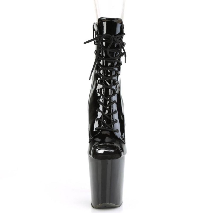 High Heels Pleaser | Pleaser Xtreme-1021 Plateau Ankle Boots Patent Black