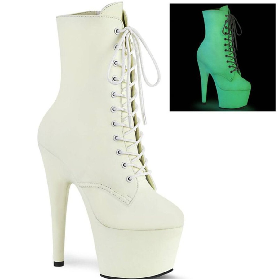 High Heels Pleaser | Pleaser Adore-1020Gd Plateau Ankle Boots Leather White