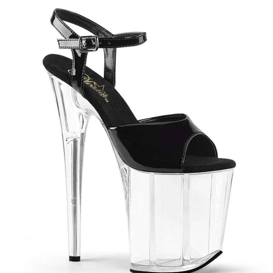 High Heels Pleaser | Pleaser Flamingo-809 Black Patent/Clear