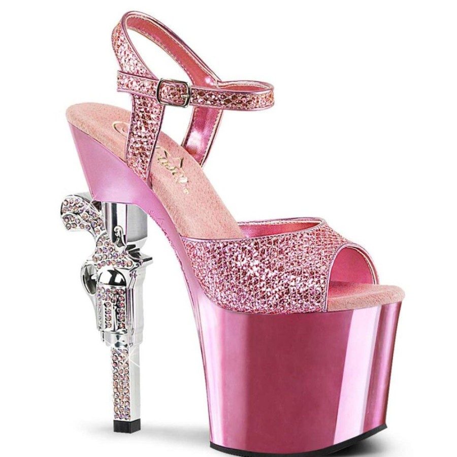 High Heels Pleaser | Pleaser Revolver-709G Baby Pink Multi Glitter/Baby Pink Chrome