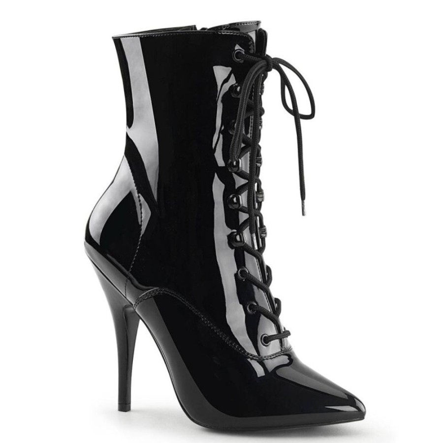 High Heels Pleaser | Pleaser Seduce-1020 Ankle Boots Patent Black