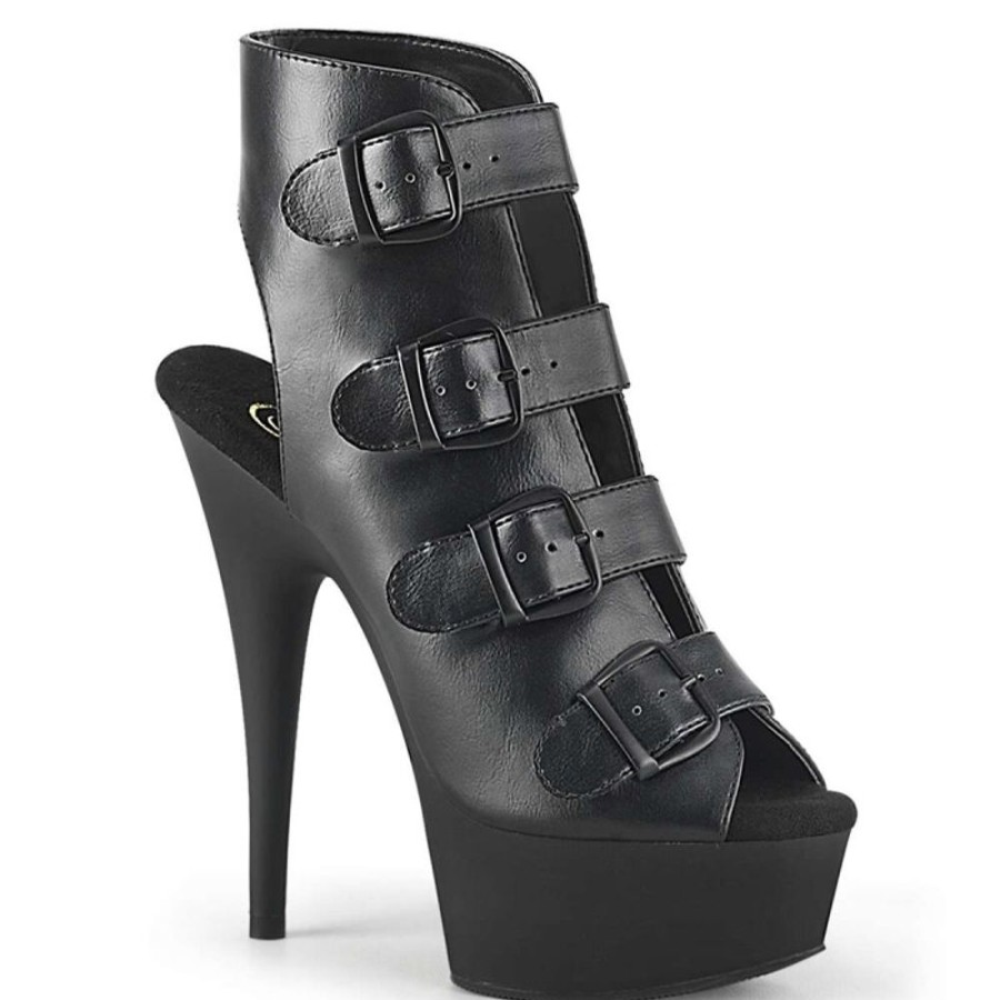 High Heels Pleaser | Pleaser Delight-683 Black Faux Leather/Black Matte