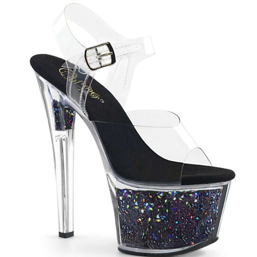 High Heels Pleaser | Pleaser Sky-308Gf Clear/Black Multi Glitter