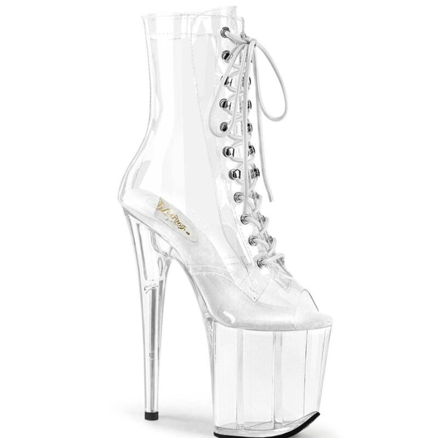 High Heels Pleaser | Pleaser Flamingo-1021C Plateau Ankle Boots Transparent