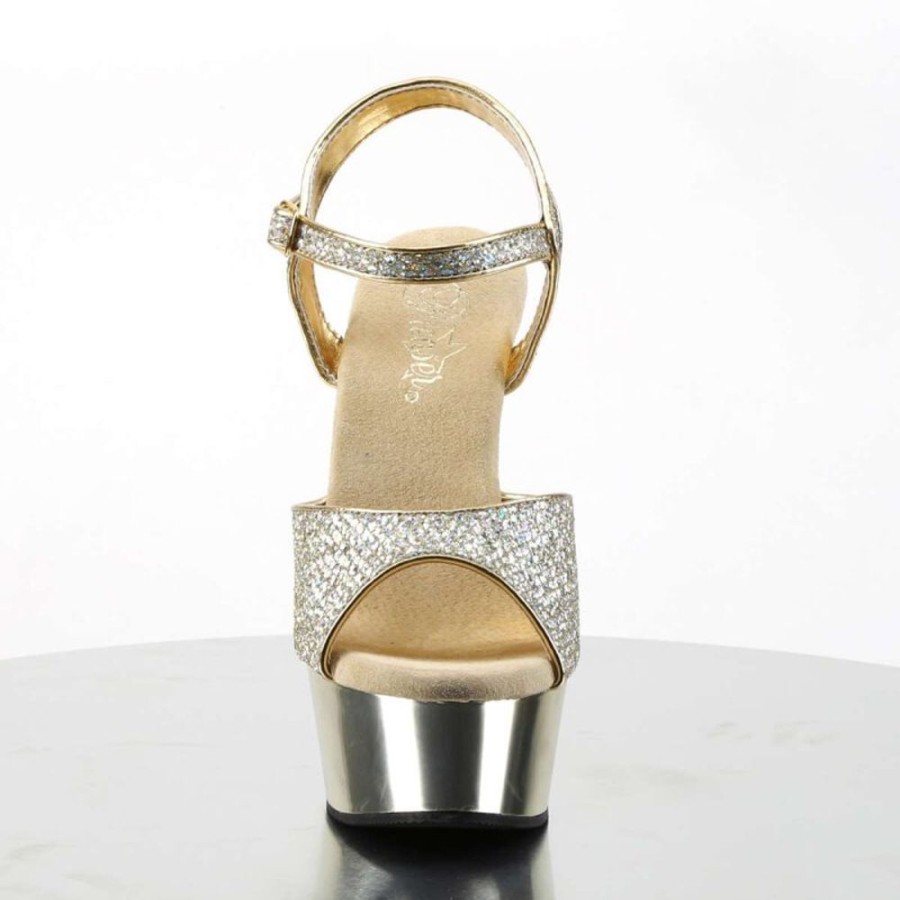 High Heels Pleaser | Pleaser Delight-609G Gold Multi Glitter/Gold Chrome