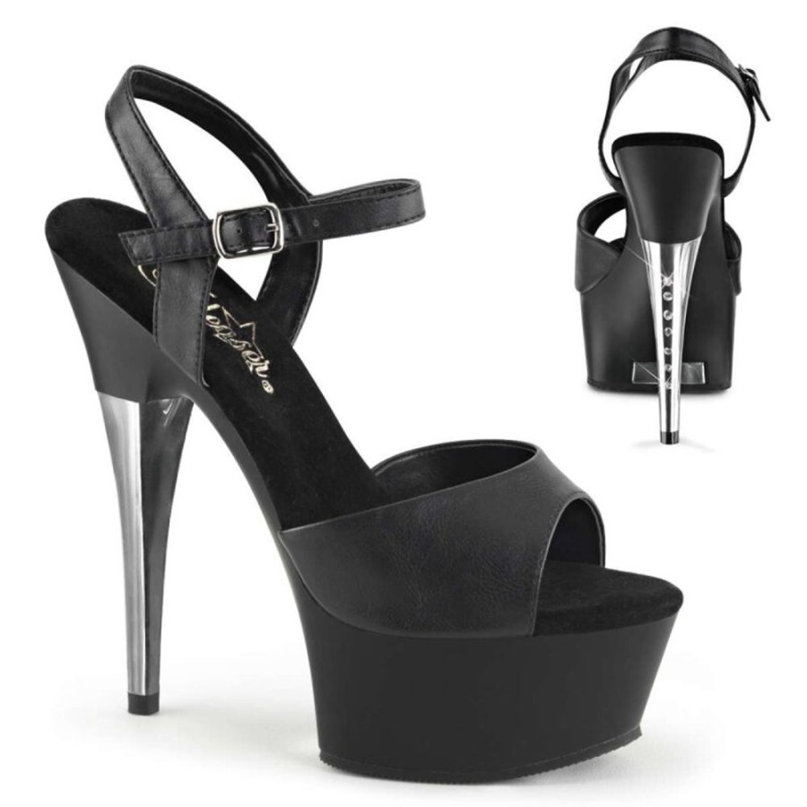 High Heels Pleaser | Pleaser Captiva-609 Black Faux Leather/Black Matte