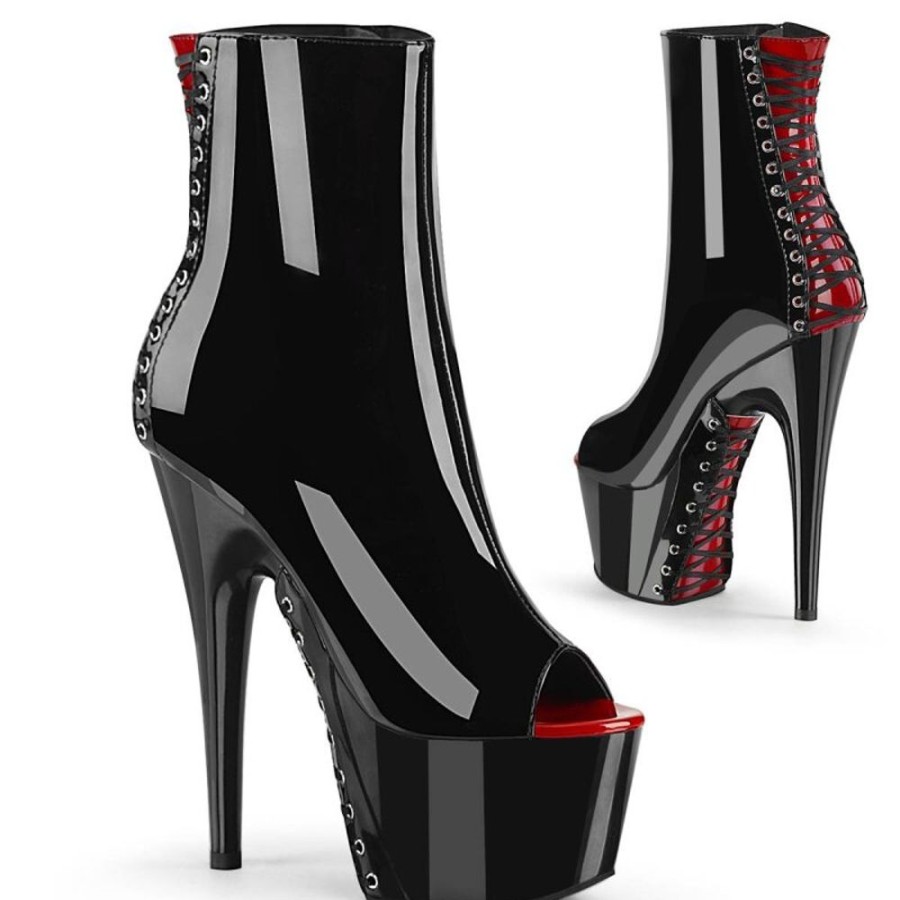 High Heels Pleaser | Pleaser Adore-1025 Plateau Ankle Boots Patent Black