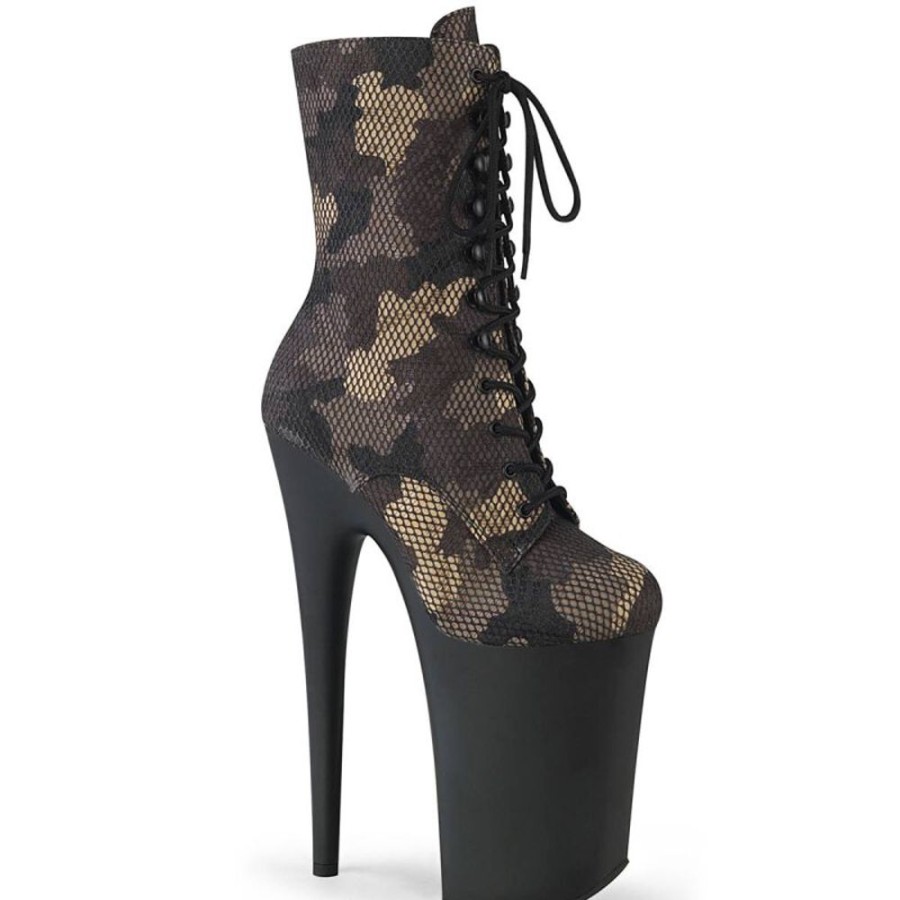 High Heels Pleaser | Pleaser Infinity-1020Cm Plateau Ankle Boots Camouflage Brown