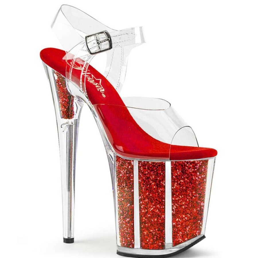 High Heels Pleaser | Pleaser Flamingo-808G Clear/Red Glitter