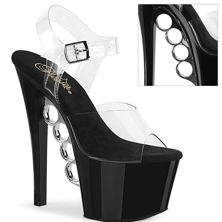 High Heels Pleaser | Pleaser Knucks-708 Clear/Black