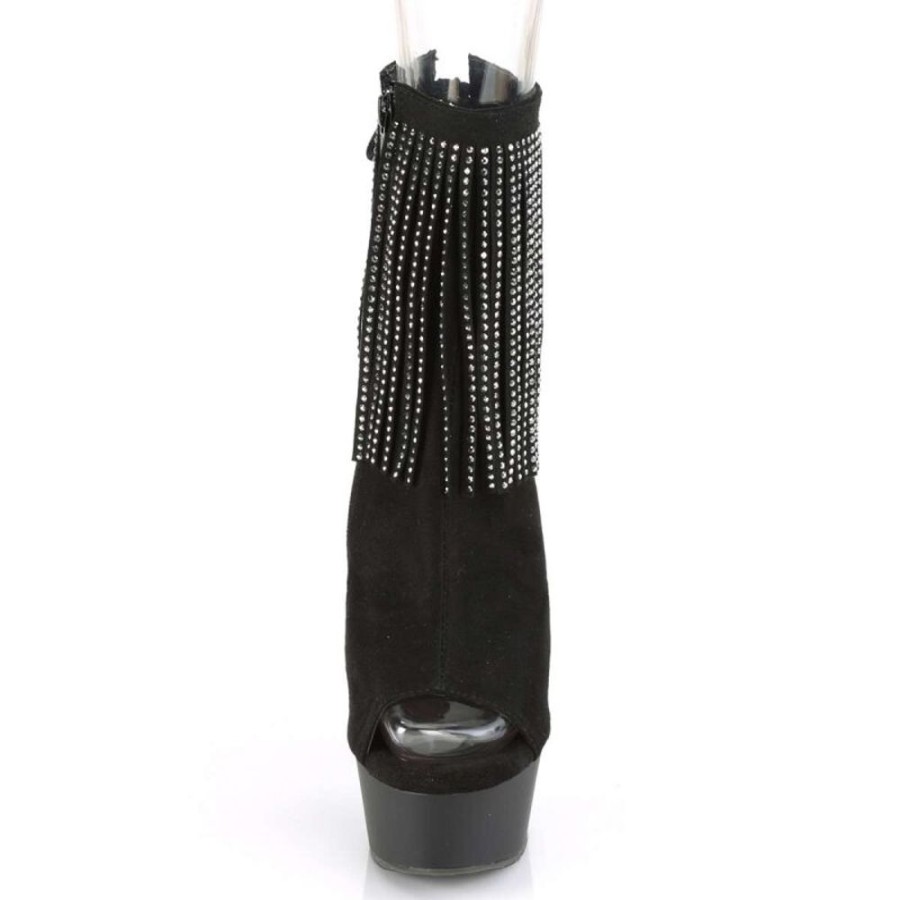 High Heels Pleaser | Pleaser Delight-1018Rsf Black Faux Suede/Black Matte