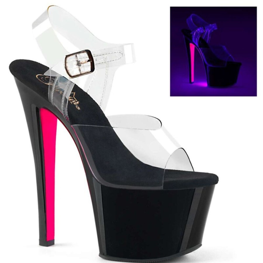 High Heels Pleaser | Pleaser Sky-308Tt Clear/Black-Neon Pink