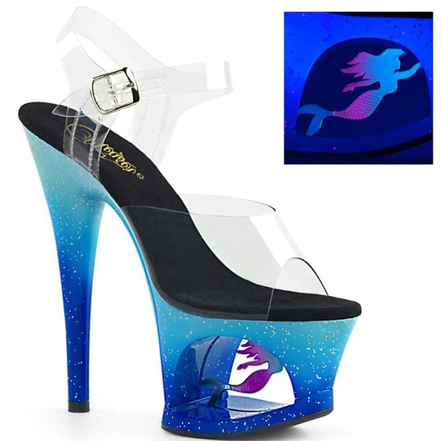 High Heels Pleaser | Pleaser Moon-708Mer Clear/Blue Ombre