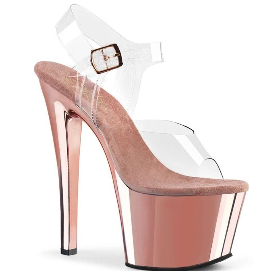 High Heels Pleaser | Pleaser Sky-308 Clear/Rose Gold Chrome