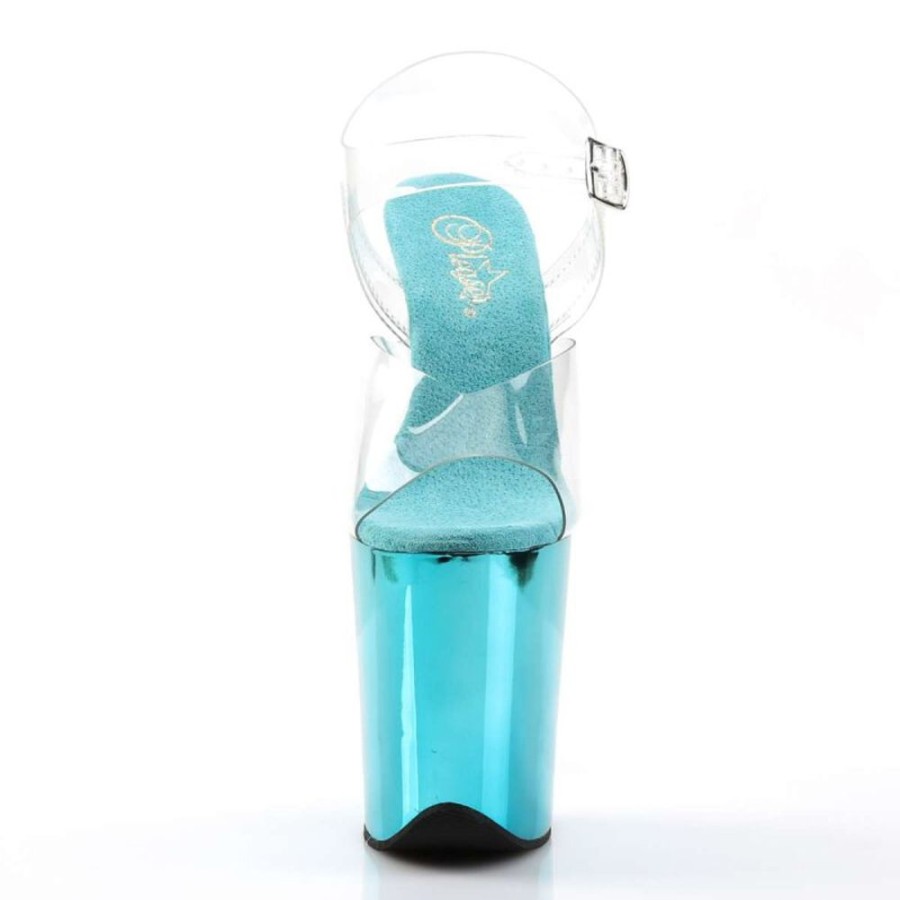 High Heels Pleaser | Pleaser Flamingo-808 Clear/Turquoise Chrome