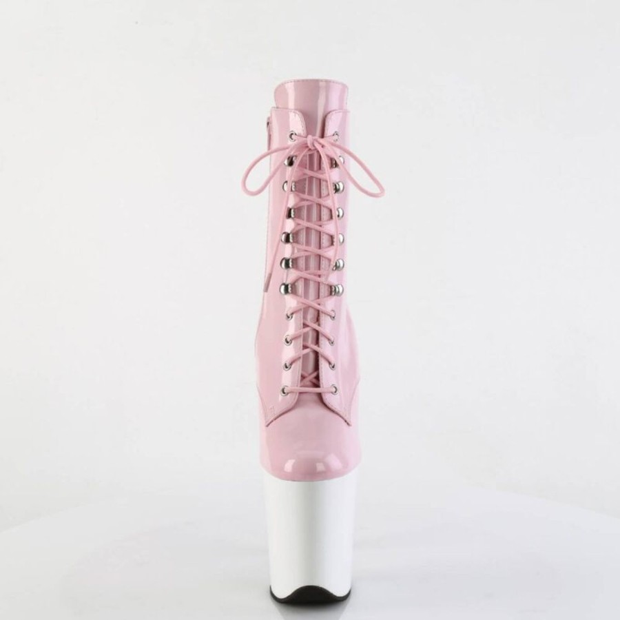 High Heels Pleaser | Pleaser Flamingo-1020 Plateau Ankle Boots Patent Light Pink