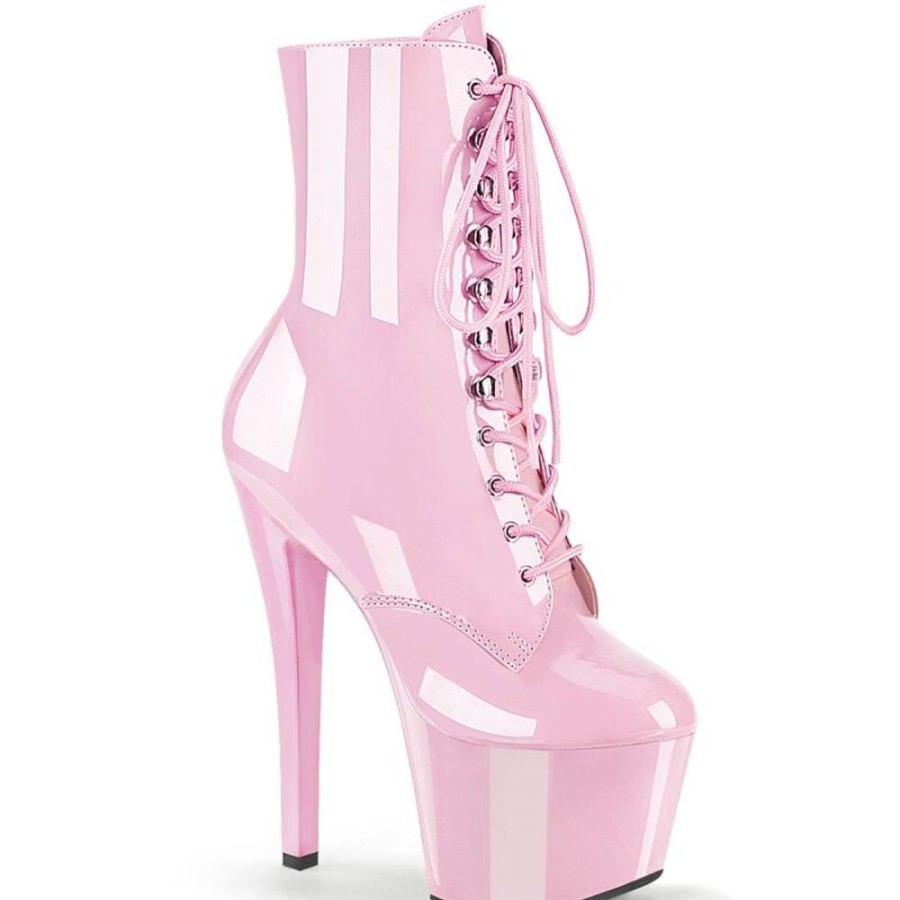 High Heels Pleaser | Pleaser Sky-1020 Plateau Ankle Boots Patent Light Pink