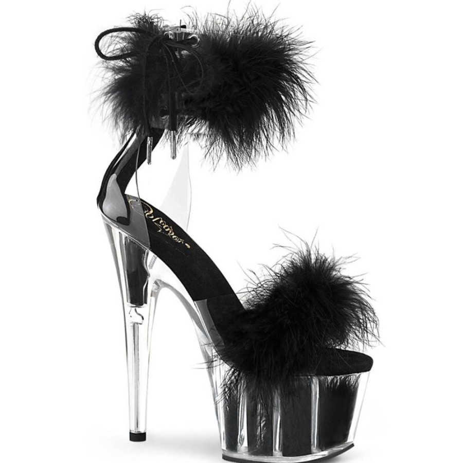 High Heels Pleaser | Pleaser Adore-724F Plateau Sandalettes Transparent Black