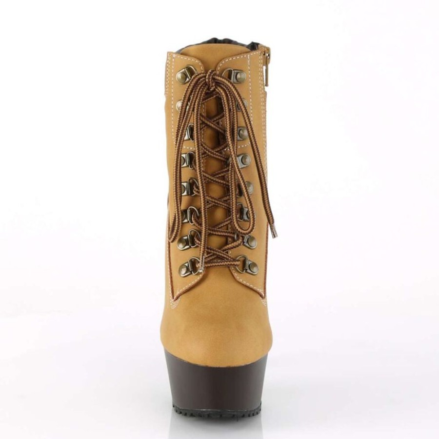 High Heels Pleaser | Pleaser Delight-600Tl-02 Tan Nubuck Faux Leather/Dark Brown Matte