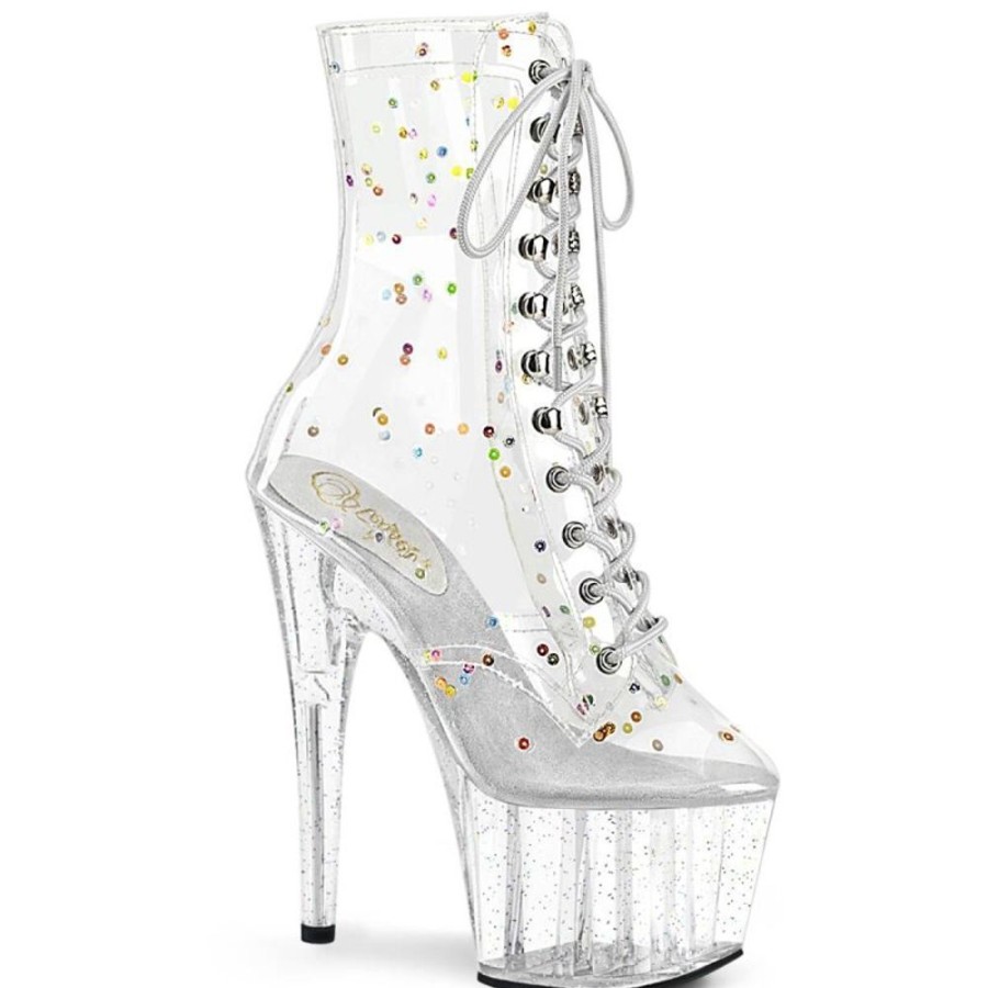 High Heels Pleaser | Pleaser Adore-1020C-2 Plateau Ankle Boots Transparent