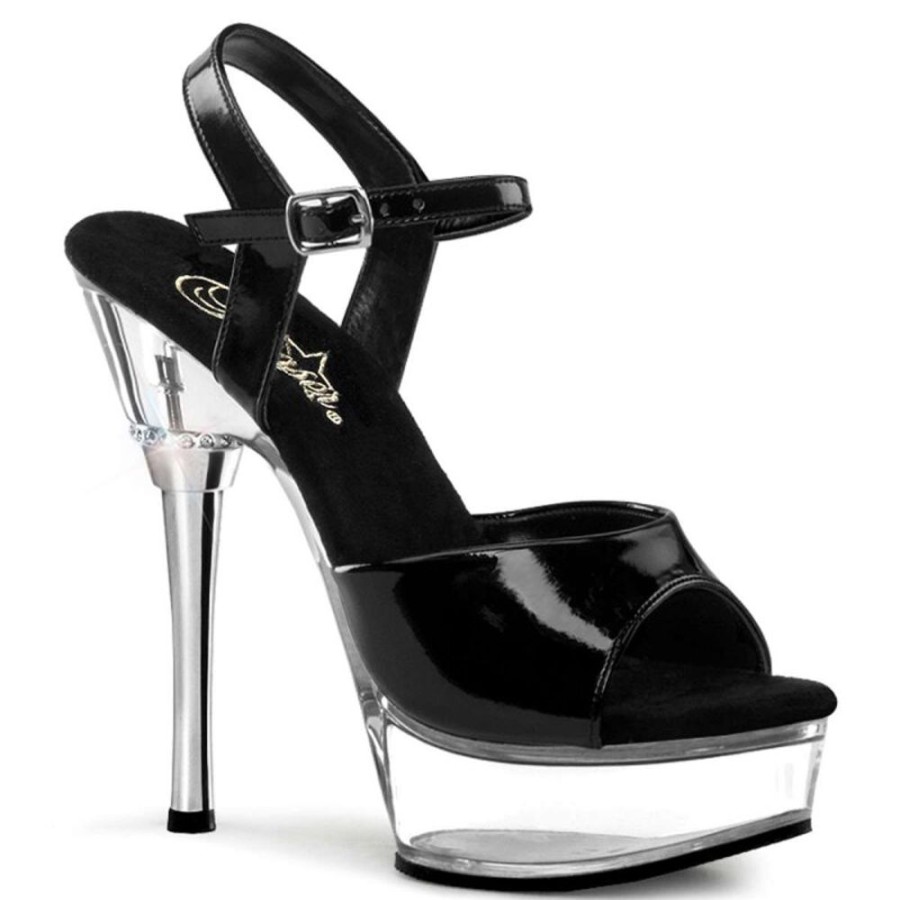 High Heels Pleaser | Pleaser Allure-609 Black Patent/Clear