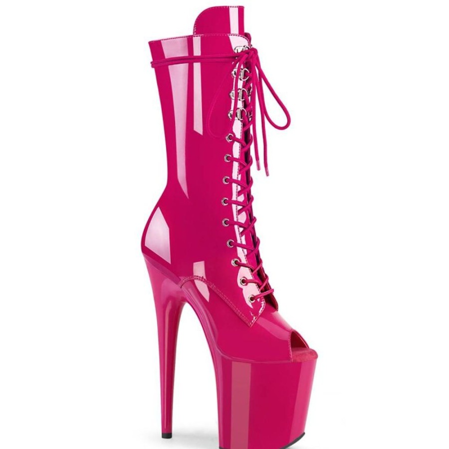 High Heels Pleaser | Pleaser Flamingo-1051 Plateau Ankle Boots Patent Pink