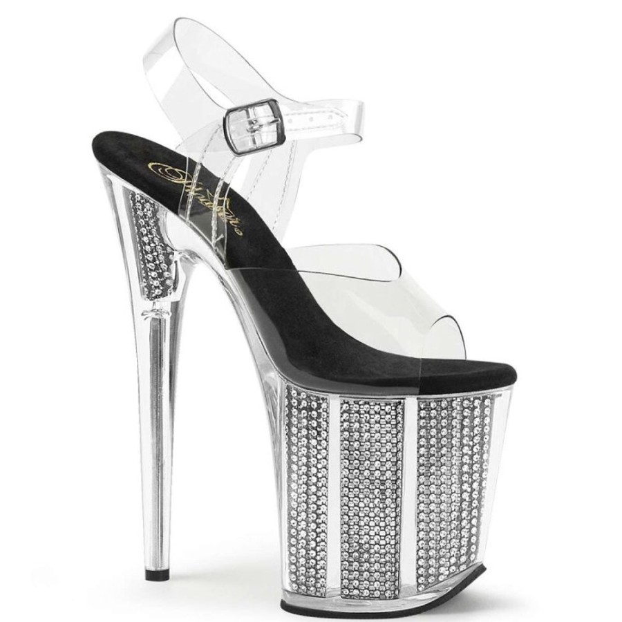 High Heels Pleaser | Pleaser Flamingo-808Srs Clear/Black Srs