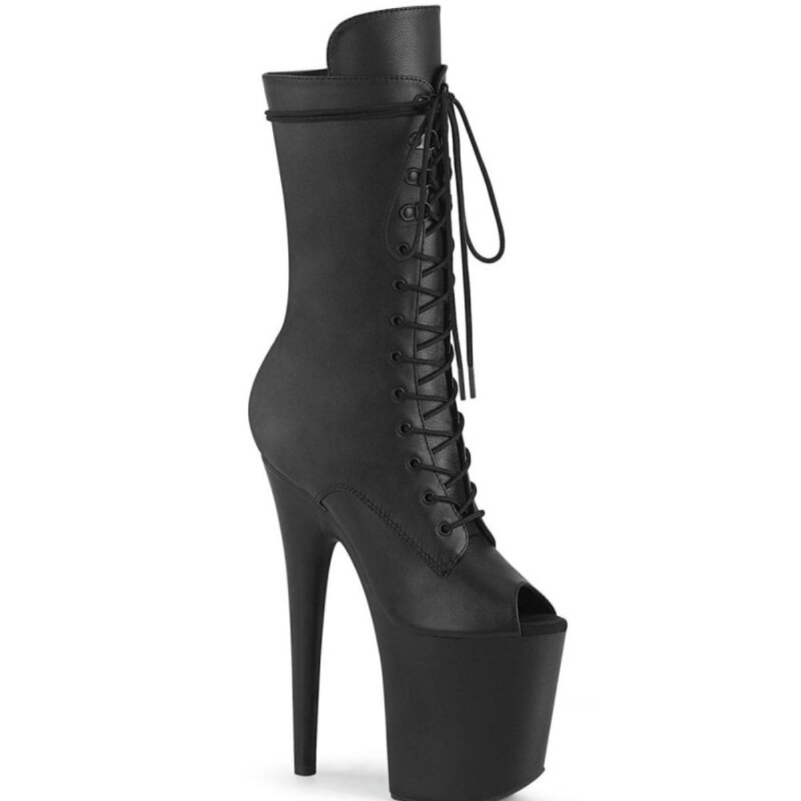 High Heels Pleaser | Pleaser Flamingo-1051Wr Plateau Ankle Boots Faux Leather Black