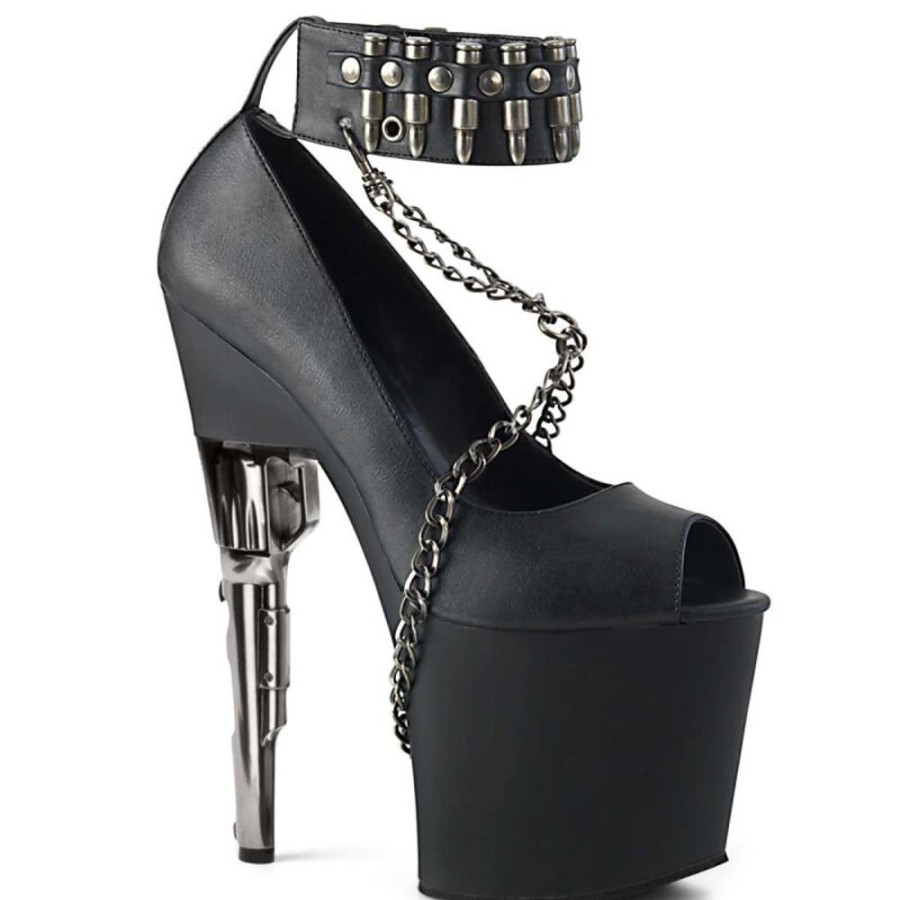 High Heels Pleaser | Pleaser Bondgirl-783 Black Faux Leather/Black Matte