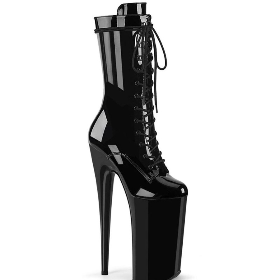 High Heels Pleaser | Pleaser Beyond-1050 Plateau Ankle Boots Patent Black