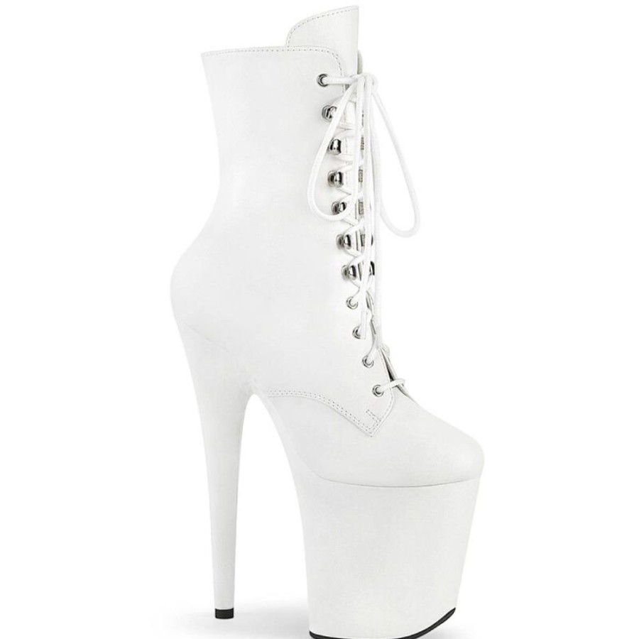 High Heels Pleaser | Pleaser Flamingo-1020Wr Plateau Ankle Boots Faux Leather White