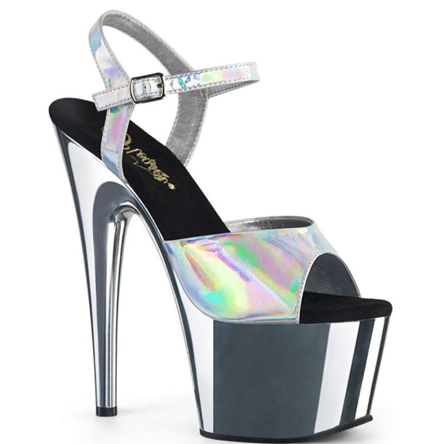 High Heels Pleaser | Pleaser Adore-709Hgch Silver Hologram/Silver Chrome